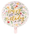 Balon foliowy Happy Birthday, 35cm, jasny różowy