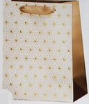 Torebka ozdobna biało-złota geometryczne wzory 32x26x12cm M