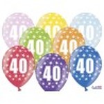 Balony 30cm, 40 Urodziny, Metallic Mix: 1op./6szt.