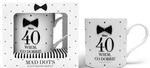 Kubek Mad Dots 40-te urodziny - biały w czarne kropki