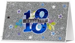Karnet poziomy 18 Urodziny HM200 srebrny brokatowy