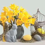 Serwetka Wielkanoc lunch - Concrete Rabbit and Eggs with Yellow Tulips SLWL011401
