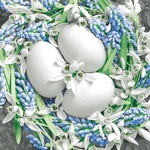 Serwetka Wielkanoc lunch - White Eggs in Flowers Nest SLWL011201
