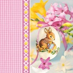 Serwetka Wielkanoc lunch - Easter Egg Bunny with Pink Bow and Check SLWL011001