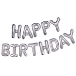 Balony foliowe litery "Happy Birthday" srebrne BCF-894 - 13 szt. 35 cm