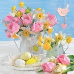 Serwetka Wielkanoc lunch - Pastel Spring Flowers with Easter Eggs SLWL010101
