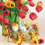 Serwetka Wielkanoc lunch - Bunch of Tulips & Easter Eggs SLWL007801