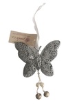 Motyl srebrno-biały metalowy 11x14cm