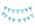 Girlanda papierowa B&C Happy Birthday - Baby Boy, jasnoniebieska, 300cm, DIY, wys. flagi 17 cm