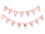 Girlanda papierowa B&C Happy Birthday - Baby Girl, jasnoróżowa, 300cm, DIY, wys. flagi 17 cm