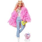 Lalka Barbie Extra Moda w różowym futrze + akcesoria