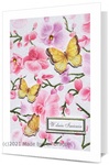 Karnet Urodziny - różowe kwiaty i żółte motyle HM200-2257