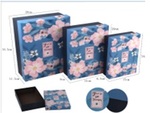 Zestaw pudełek Flowerbox prostokąt Kwiatki Magnolie (33.5x25x11.5, 29x21x9, 24.5x17x6.5)