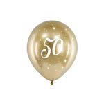 Balony Glossy 30cm, "50", złoty: 1op./6szt.