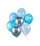 Bukiet balonowy B&C srebrno-niebieski Sto Lat, 7 szt.
