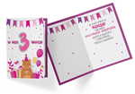 Karnet 3 Urodziny dziewczynka - miś z prezentami PR-321