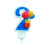 Świeczka cyfra 2 z balonami