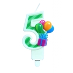 Świeczka cyfra 5 z balonami