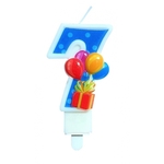 Świeczka cyfra 7 z balonami
