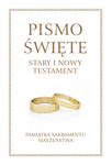 Pismo Święte Starego i Nowego Testamentu w białej obwolucie Ślub
