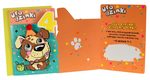 Karnet 4 Urodziny - pomarańczowo-zielone, piesek, DK-793 (głowa zwierzątka na sprężynie)