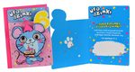 Karnet 6 Urodziny - niebiesko-różowe, myszka, DK-796 (głowa zwierzątka na sprężynie)