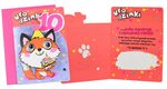 Karnet 10 Urodziny - różowo-fioletowe, lisek, DK-804 (głowa zwierzątka na sprężynie)