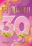 Karnet confetti 30-te urodziny różowe KNF-034