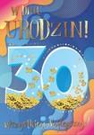 Karnet confetti 30-te urodziny niebieskie KNF-035