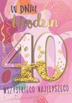 Karnet confetti 40-te urodziny różowe KNF-036