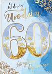 Karnet confetti 60-te urodziny niebieskie KNF-041