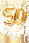 Karnet 50 lat złote balony - grający "party"