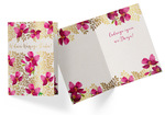 Karnet Ślub, różowe kwiaty i złote liście PR-345