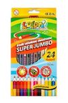 Kredki ołówkowe trójkątne dwustronne Premium Kolori Jumbo 24 kolory (12szt) + temperówka