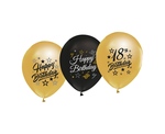 Balony  Beauty&Charm z nadrukiem "18" złote i czarne 12" 5szt/opak