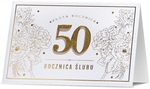 Karnet B6 HM-200 50 Rocznica ślubu, karnet poziomy, biało złoty HM200-2090