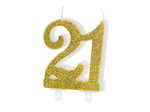 Świeczka urodzinowa złota "21" 7,5cm