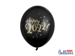 Balony, 30cm, Happy 2022!, Pastel Black: 1op./6szt.