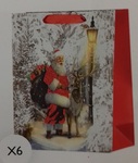 Torebka ozdobna świąteczna Mikołaj z brokatem 40x30x12cm L