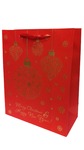 Torebka ozdobna świąteczna czerwona brokatowa 32x26x12cm M