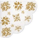 Serwetka BN Decor Round Glitter snowflakes gold 32cm średnicy, 12szt./op. - serwetka okrągła