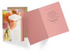 Karnet Urodziny, łososiowe kwiaty, brokat PR-369