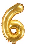 Balon foliowy Cyfra "6", 35cm, złoty