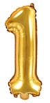 Balon foliowy Cyfra "1", 35cm, złoty
