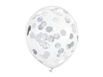 Balony z konfetti - kółka, 30cm, srebrny: 1op./6szt.