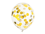 Balony z konfetti - kółka, 30cm, złoty: 1op./6szt.
