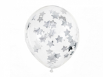 Balony z konfetti - gwiazdki, 30cm, srebrny: 1op./6szt.