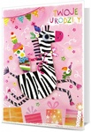 Karnet B6 HM-200 Urodziny dziecięce, różowe, zebra HM-200-2440