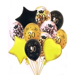 Zestaw 11 balonów 30 urodziny, czarno-złote