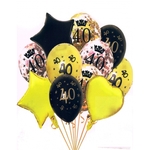 Zestaw 11 balonów 40 urodziny, czarno-złote